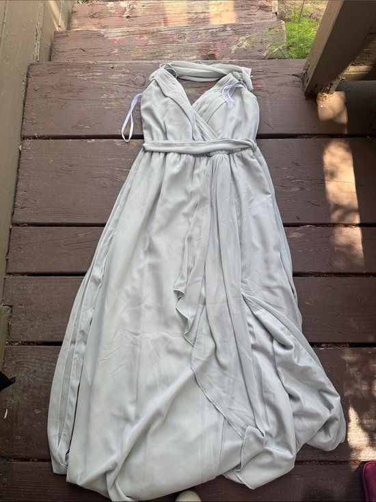 Watters & Watters Dresses & Skirts - Halter Wrap Maxi Dress in Light Gray - Women's Evening Gown